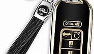 QBUC for Honda Key Fob Cover Case with Keychain for Honda Accord Civic CR-V CRV Pilot Passport Insight EX EX-L 5 Buttons