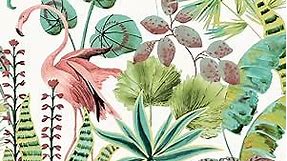 Tempaper Green Flamingo Daydream Removable Peel and Stick Wallpaper, 20.5 in X 16.5 ft, Made in The USA, Cactus Rose