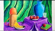 Still life drawing and colouring in oil pastels || how to colour still life in oil pastels