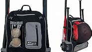 Youth and Adult Baseball Bag, Stylish and Durable Baseball Bat Backpack with Transparent Cleat Compartment and 2 Wet Pockets for Baseball, T-Ball, Softball Equipment Gears (Black Grey HLS041)