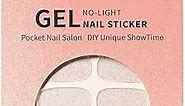 Nail Strips NO Light Needed Nail Gel Stickers-Moonlight, Travel Package UV Free Self Adhesive Nail Polish Sticker Manicure Gel Nail Decals for Nail Designs Contains 16 Nail Wraps