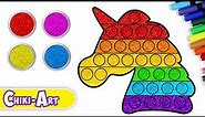 Chiki Art | Glitter Pop It Unicorn | How to Draw a Pop it Unicorn