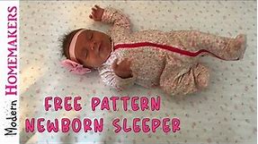 free sewing pattern for newborn size baby sleeper