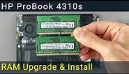 How to upgrade RAM memory in HP ProBook 4310s laptop