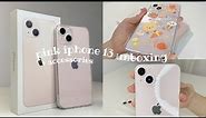 aesthetic iphone 13 pink unboxing & accessories 🌸 ✨