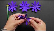 Violet Paper Flowers | VERY EASY | Step By Step Tutorial | Paper Crafts | Home Decorations