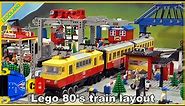 Lego train 80's layout with ALL 12V trains and HUGE classic Lego town