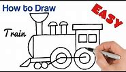 How to Draw a Train Steam Locomotive easy for beginners