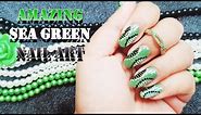 Amazing Sea Green Nail Art | Rose4you