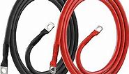 2 awg battery cable 3Ft Copper Power Inverter Wire with 3/8" Lugs for Solar Car Boat RV (2pcs)