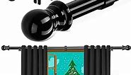 1 Inch Black Curtain Rods for Windows 26 to 48-84 Inch - Heavy Duty Single Window Curtains Rod Set for Grommet Curtains Drapes of Bedroom Sliding Glass Door