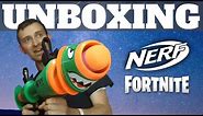 New Fortnite Rocket Launcher Nerf Blaster Unboxing: Double Barrel Shotgun Nerf Mod with Rockets!