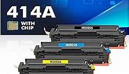 INFITONER 414A Toner Cartridges 4 Pack (with Chip) Compatible Replacement for HP 414A 414X W2020A for HP Color Pro MFP M479fdw M479fdn M454dw M454dn Printer Ink (Black Cyan Magenta Yellow)