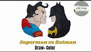 How to draw Superman vs Batman | Easy step by step