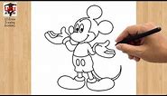 Mickey Mouse Drawing Easy | How to Draw a Mickey Mouse Cartoon Step by Step Outline