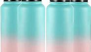 VEGOND 40 oz Insulated Water Bottle Bulk Stainless Steel Metal Water Bottles with Leak Proof Straw Lid & Spout Lid, Wide Mouth Double Walled Vacuum Travel Sports Bottle, 4 Pack