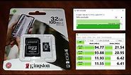 Kingston CANVAS Select Plus 32 GB Micro SD Card + SD Card Adapter. Unboxing. Review. Speed Test.