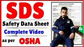 Safety Data Sheet (SDS) or Material Safety Data Sheet (MSDS) & its Contents.
