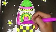 Space Rocket Coloring: Fun Pages for Creative Kids! - Neon colours