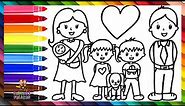 Dibuja y Colorea Una Familia De 6 👩👨👶👧👦🐶🌈 Dibujos Para Niños