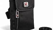 Nylon Cell Phone Pouch for Belt, Phone Holster Case with Belt Clip Fits for iPhone 15 Pro Max 14 Pro Max 14 Plus 13 Pro Max 12 Pro Max 11 Pro Max, Arm Bag Crossbody Purse Waist Bag (Black)