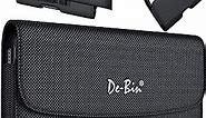 De-Bin Holster for iPhone SE, iPhone 8, 7, 6s, 6 – Nylon Cell Phone Belt Holder Case with Belt Clip Belt Loops Carrying Pouch Cover (Fits iPhone Models with Protective Cases on) Small Black
