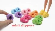 DIY Miniature Doll Mini Fuzzy Room Slippers - Easy!