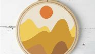 Create a Beautiful Abstract Landscape Wall Art with this Cross Stitch Pattern #crossstitchdesigns