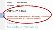 How to fix windows 10 activation failed with error code 0x803f7001
