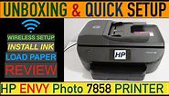 HP Envy Photo 7858 SetUp, Unboxing, Wireless SetUp, install Ink Cartridges, Load Paper & Review !!