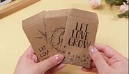Ireer 301 Wedding Favors Set Include 1 Let Love Grow Wooden Sign 100 Self Adhesive Seed Packets Kraft Paper Seed Envelopes 100 Wedding Thank You Cards 100 Organza Gift Bags (Boho)