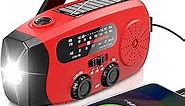 Emgykit Hand Crank Radio - 2000mAh AM/FM/NOAA Weather Radio with SOS Alarm,LED Flashlight,USB Charged and Solar Power for Emergency,Camping
