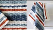 Crochet Country Blue Stripes Baby Blanket