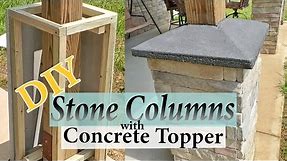 🏡DIY Stone Porch Columns with Concrete Topper || Barndominium Living
