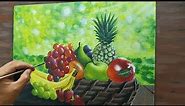 How to paint fruits in a basket, acrylic painting