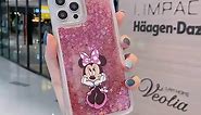 iFiLOVE for iPhone 15 Pro Max Mickey Mouse Bling Liquid Case, Girls Boys Kids Women Cute Cartoon Sparkle Flowing Quicksand Glitter Case Cover for iPhone 15 Pro Max (Red)