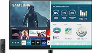 SAMSUNG 32-inch 4K UHD Smart Monitor with Adaptive Picture, Ultrawide Game View, Built-In Speakers, Remote, HDMI, USB-C, 2021 Model LS32AM702UNXZA, Black