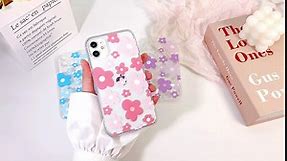 Lovmooful Compatible for iPhone 11 Case Cute Clear Flower Floral Color Design for Girls Women Soft TPU Shockproof Protective Girly for iPhone 11-Pink Flower