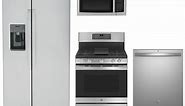 GE Side-by-Side Stainless Refrigerator Appliance Package & Gas Range - GEPACK30