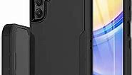 Dahkoiz for Samsung Galaxy A15-5G Phone Case, and Screen Protector, Dust-Proof Port Cover, Full Body Non-Slip Rubber Covered, Wear-Resistant & Drop-Proof, Support Magnetic Car Mount, Black/Black