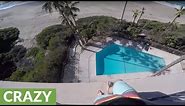 Crazy kid jumps off 6 story balcony into pool