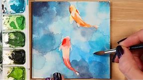 Easy Watercolor Painting Ideas - Koi Fish