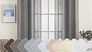 MIULEE 2 Panels Natural Linen Semi Sheer Window Curtains Elegant Solid Dark Grey Drapes Grommet Top Window Voile Panels Linen Textured Panels for Bedroom Living Room (52X72 Inch)