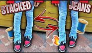 HOW TO MAKE STACKED JEANS | EXTENDO JEANS DIY 🧵🔥