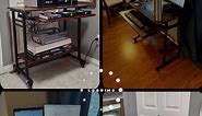 Rolling Computer Desk, Mobile Desk with Keyboard Tray, Portable Laptop Cart with Shelf & Hooks, Small Desk with Wheels for Small Spaces, Study Table for Bedroom, Apartment, Home Office Desk