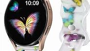 GEAK Transparent Band Compatible for Samsung Watch 4 Bands/Galaxy Watch 5 Band 40mm/Samsung Galaxy Active 2 Watch Bands,20mm Soft Pattern Printed Fadeless Strap for Galaxy Watch 3 41mm Women Butterfly