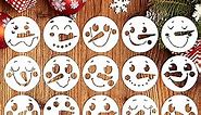 3” Christmas Snowman Face Stencils for Painting on Wood Slice, Reusable Christmas Stencil Winter Ornament Drawing Templates for Tiered Tray/Window/Shirts