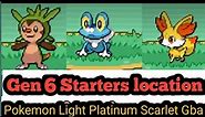 Pokemon Light Platinum Scarlet GBA- How to get All Gen 6 starters. Chespin Froakie Fennakin location