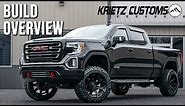 BUILD OVERVIEW: Lifted 2019 GMC Sierra 1500 AT4 | 4 Inch Rough Country Lift | 22x12 Fuel Siege Wheel