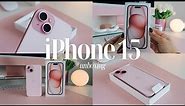 Pink iPhone 15 Unboxing📱🩷 | aesthetic unboxing + new accessories